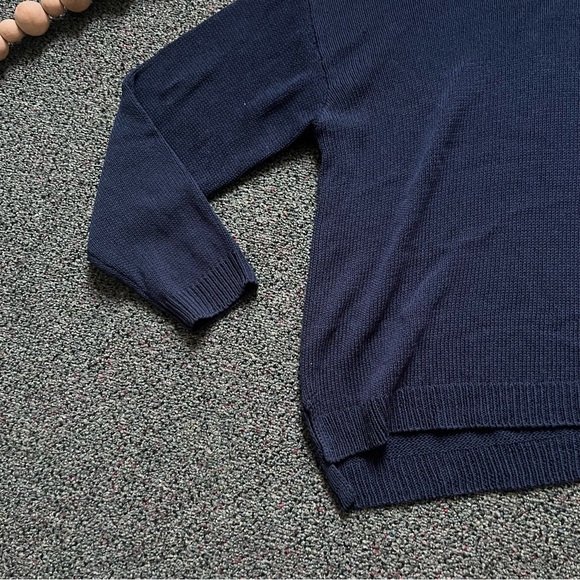 PRIMARK Navy Blue Boatneck Loose Knit Sweater Oversized Relaxed Drappy Shirt L - Picture 7 of 16